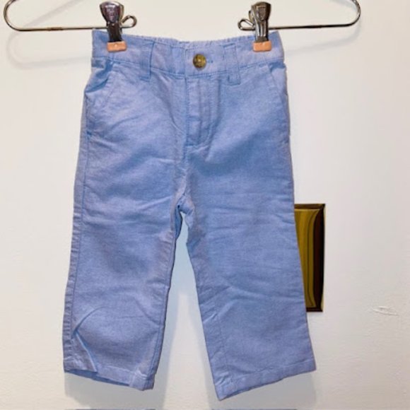 Janie and Jack 12 - 18 mos Boys Toddler Blue Linen pants Ex cond - Picture 1 of 3